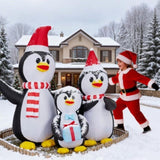 6FT Lighted Christmas Inflatable Decoration, Inflatable Penguin Family, Funny Blow Up Yard 74665323