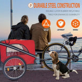 ZUN Dog Bike Trailer, Breathable Mesh Dog Cart with 3 Entrances, Safety Flag, 8 Reflectors, Folding Pet 55291852