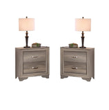 Modern 1pc Nightstand Wooden Bedside Table 2- Drawers Bedroom Furniture B011P197293