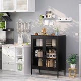 Metal Storage Cabinet with Mesh Doors and Shelves,Multipurpose Storage Rack, 3-Tier Office 86220982