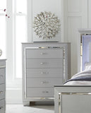 Glamourous Silver Finish 1pc Chest of 5x Dovetail Drawers Faux Alligator Embossed Fronts Bedroom B01156436