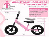 Toddler Balance Bike for 2-5 Years - Adjustable Height, 6.3LBS Lightweight & 11" Foam Tires-Pink 91460819