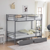 Twin Over Twin Convertible Bunk Bed with 2 Storage Drawers, Metal Bunk Bed Can be 58532352