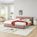 King Size Upholstered Bed ,comfortable upholstered bed frame, Chenille fabric, with headboard and W487P235312