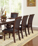 Royal Majestic Formal Set of 2 Arm Chairs Brown Color Rubberwood Dining Room Furniture Faux Leather B01180916