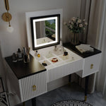 ZUN 43.3" Modern Vanity Table Set with Flip-top Mirror and LED Light, Dressing Table with Customizable WF305842AAA