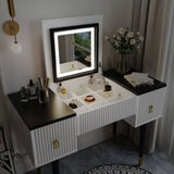 ZUN 43.3" Modern Vanity Table Set with Flip-top Mirror and LED Light, Dressing Table with Customizable WF305842AAA