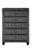 Modern Style Crystal Tufted Upholstery 5-Drawer Chest finished with Velvet Fabric made with Wood in 733569252343