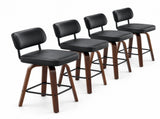 1pcs Bar Stool, Solid Iron Tube Backrest, PU Upholstery, Curved Wood Legs, Swivel Bar Chair, Black 29325843