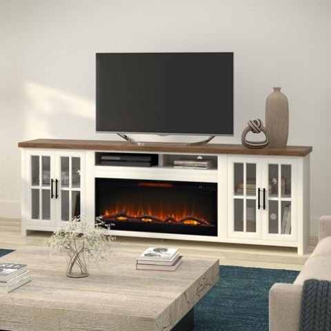 ZUN Bridgevine Home Hampton 97 inch Fireplace TV Stand Console for TVs up to 100 inches, Jasmine B108P160230