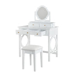 Compact Makeup Vanity Table with Reversible Mirror, Dressing Table Set with Stool, Space-Saving N844P288535A