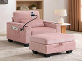 Single sofa recliner with manually adjustable backrest, USB charging port on the armrest side, phone W487P556701