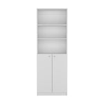 ZUN Home 2-Door Bookcase, Modern Storage Unit with Dual Doors and Multi-Tier Shelves -White -Office B200137830