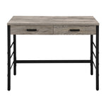 ZUN Light Weathered Oak and Black Writing Desk with 2 Drawers B062P184545