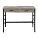 ZUN Light Weathered Oak and Black Writing Desk with 2 Drawers B062P184545