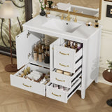36" Bathroom Vanity with Sink, Bathroom Cabinet with Soft-Closing Door, 4 Drawers of Different N759P293646K