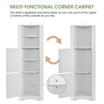 ZUN Tall Bathroom Corner Cabinet, Freestanding Storage Cabinet with Doors and Adjustable Shelves, MDF WF293800AAK