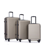 3 Piece Luggage Sets ABS Lightweight Suitcase with Two Hooks, Spinner Wheels, TSA Lock, W284P146216
