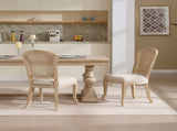 French Country Dining Chairs Set of 2, Upholstered Chairs with Nature Rattan Fan-shaped Back, Wire W3426P324538