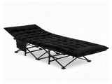 Black Foldable Heavy Duty Camping Cot 330LBS, Portable Outdoor Sleeping Bed with Cushion & Carry 22503143