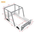 ZUN Twin Size Car-shaped Bed with Roof,Wooden Twin Floor Bed with wheels and door Design,Montessori 45644784