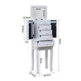 Standing Jewelry Armoire with Mirror, 5 Drawers & 14 Necklace Hooks, Jewelry Cabinet Chest with 96096796