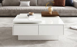 ZUN U-Can Movable Top Coffee Table, Modern Square Wood Coffee Table with High Gloss finish, 4 Hidden WF324734AAK