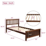 Twin Size Wood Platform Bed with Headboard,Footboard and Wood Slat Support, Walnut WF191769AAD