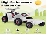 2 in 1 Kids Ride On ATV with Removable Trailer, 6V Electric Quad for Toddlers Ages 3 White 83977788