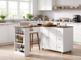 Bar Table with Storage with 3 Drawers and Side Shelves for Dining Room, Apartment & Small Space 24372362