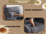 Grey Linen Rocking Chair Nursery with Thick Headrest, Upholstered Mid-Century Modern Nursing Rocker 63269617