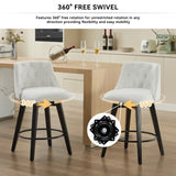 007-Swivel Counter Chairs, Modern Linen Fabric with Button-Tufted Backrest, Stylish Bar Stools, Set W2636P242111
