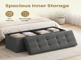 Dark Gray Foldable Storage Ottoman Bench with 660lb Capacity, Multi-Functional Footrest and Seat 14425433