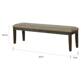 Transitional 1pc BENCH Only Espresso Warm Gray Nail heads Solid wood Fabric Upholstered Padded Seat B011104799