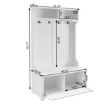 Classic Cosatal Style Hall Tree Entryway Bench with Open Shelves and Shoe Cabinets, SOLID WOOD Feet, W1758126922