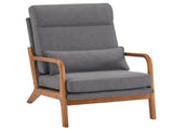 High Back Solid Wood Armrest Backrest Iron Frame Linen Indoor Leisure Chair Dark Grey 26834411