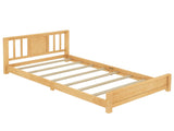 Twin Size Platform Bed Frame Headboard, Solid Wood Low Profile Platform Bed Frame, Floor Bed W1580P438799