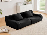 Soft Teddy Fabric Boneless Sofa,No Assembly Required Streamlined Design,Anti-Slip Design 32D High W714P357234