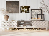 Modern Mid-Century Media Console with 4 Drawers and Cable Management, TV Console Table for TVs up to W757P305595
