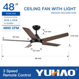 ZUN 48 In Intergrated LED Ceiling Fan Lighting with Brown Wood Grain ABS Blade W1367P171191