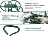 Heavy Duty Garden Hose Reel Cart with 10" Pneumatic Wheels, Large Capacity Hose Winder with Storage 87003400