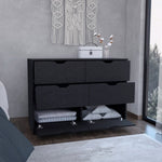 ZUN Basilea 4 Drawers Double Dresser with 2 pull down Cabinets Black B070P214577