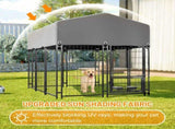 Dog Kennel Outdoor with Roof, 4.23'x5.82'x4.83' Welded Wire Enclosure, Heavy Duty Dog Crate with 24433657