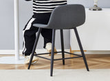 Dark Gray Linen Fabric Bar Chair Set - Two Pieces, Stable Comfort.Thoughtful Design of Rounded W1151P242028