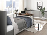 Rustic Brown Wood Finish Multipurpose Over the Bed Desk with Adjustable Height, Metal Legs with B011P244981