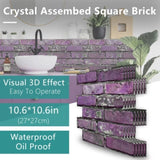 48 Pcs Peel And Stick Brick Tiles Wall Decor PVC Purple Brick Wallpaper Wall Tile Backsplash 15306856