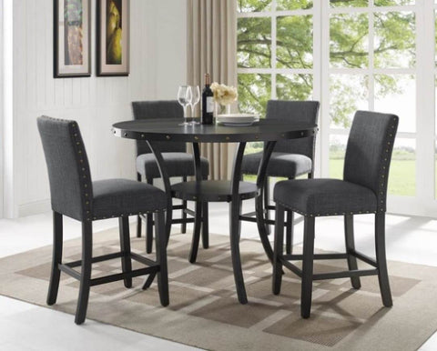 ZUN Biony Gray Fabric Counter Height Stools with Nailhead Trim, Set of 2 T2574P181628