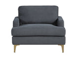 Modern Comfort Accent Chair 1pc Gray Chenille Upholstery Gold Finish Metal Legs Living Room B011P308021