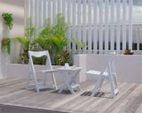 HIPS Foldable Small Table and Chair Set with 2 Chairs and Rectangular Table White W1209107731
