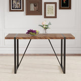 A minimalist retro rectangular dining table with a specially textured top and black metal W1151P240748